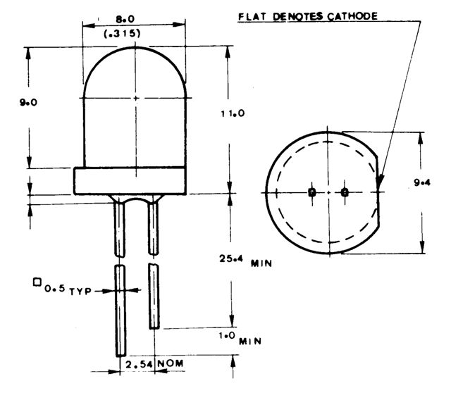 LED8mm rot diffus  125mcd 60? 632nm  2,0V/20mA