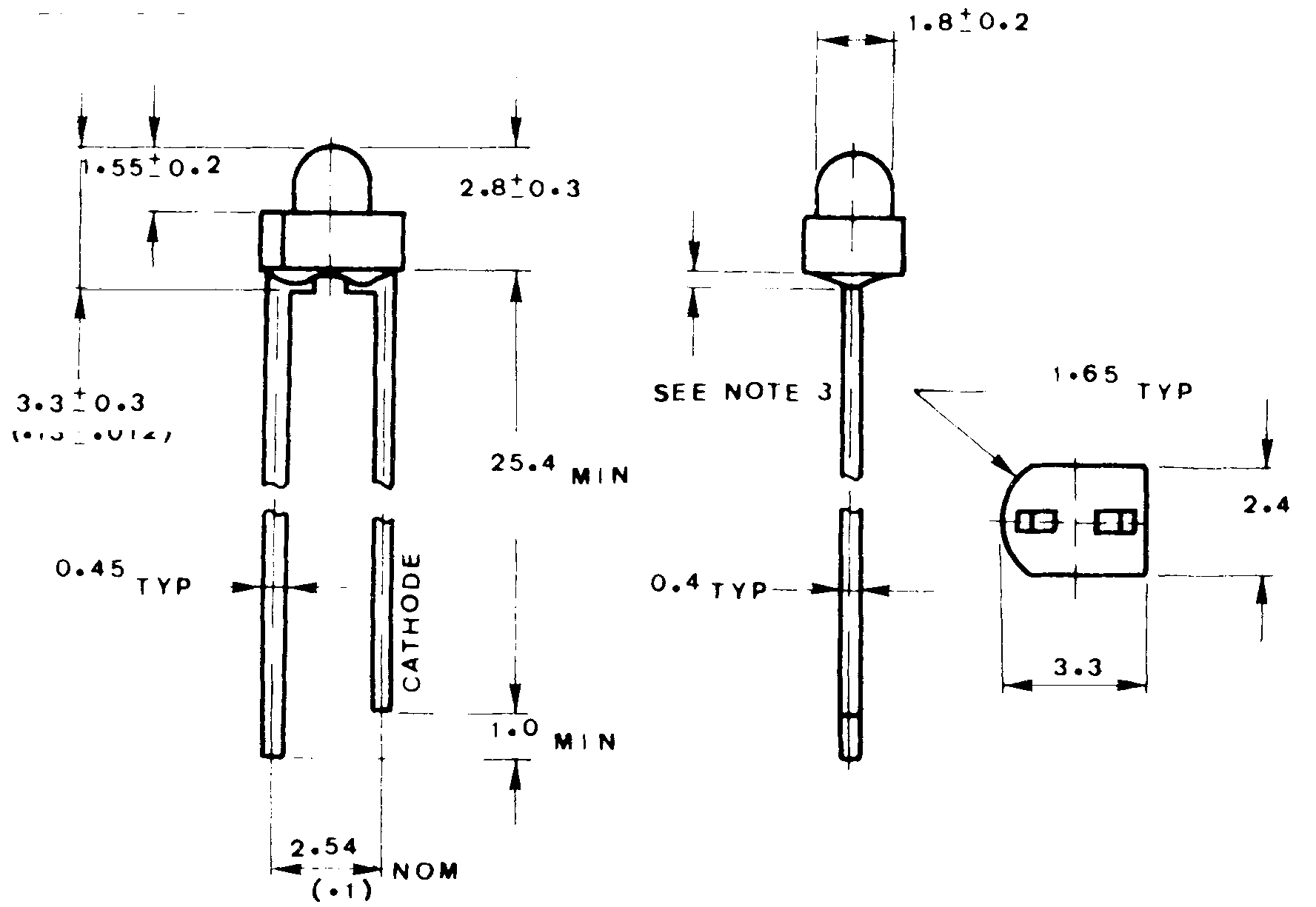 LED1,8mm gelb diffus 12,6mcd 38? 585nm  2,1V/10mA