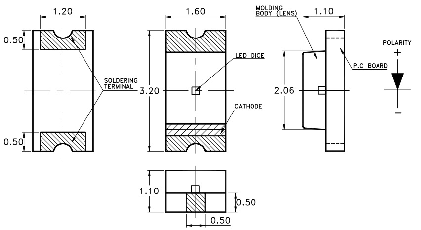 LED-SMD-1206 wei� 260mcd 130� 3,2V/20mA