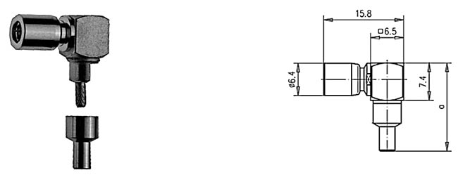 SMB Buchse winkel crimp, J01161A0151