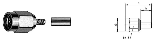 SMA Kabelstecker gerade  (RG174U), J01150A0011