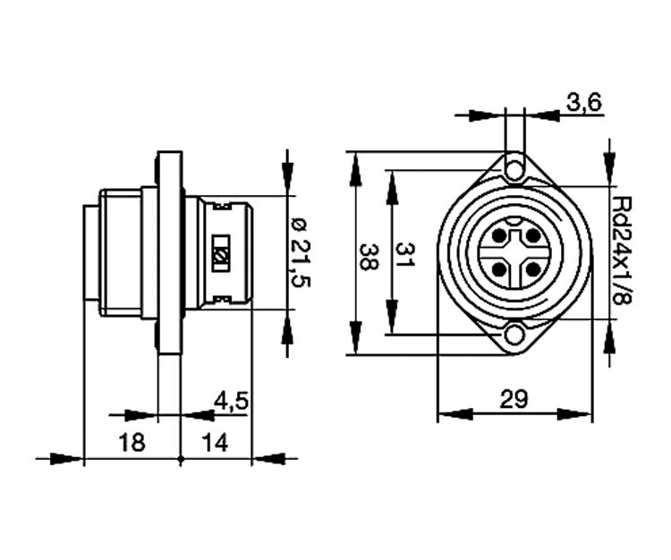 CA3GS  Aufbaustecker mit Flanch 3pol+