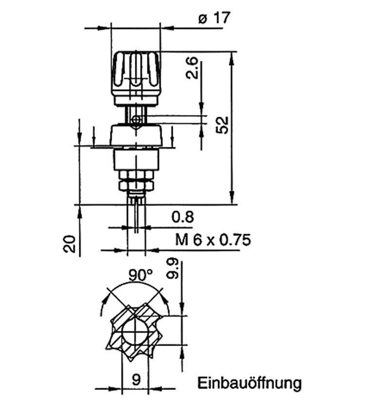 PKNI10 B rot  Polklemme 4mm (l:52mm)