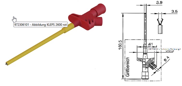 KLEPS2600 rot  Sicherheitsklemmpr�fspitze, flexibl
