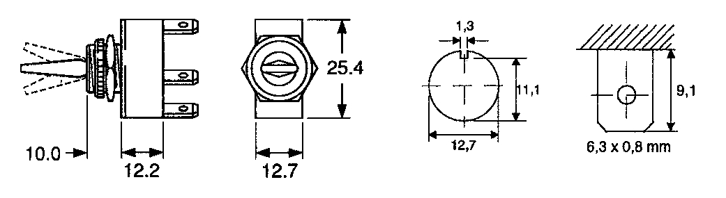C1720 HOSW  Kippschalt. 1xE-0-E 16A/250V sw