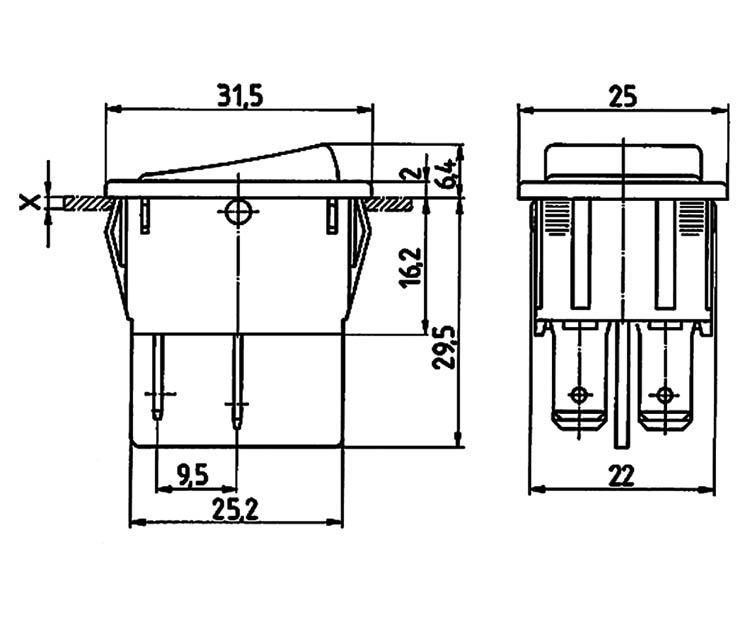 C5503AB-GN Wippschalter 1xE/A sw/gn bel.  11x30mm
