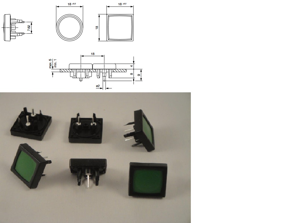 MCS18Q-GN  Taster quadr. gr�n  1xA 0,125A/48VDC