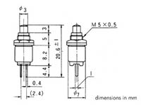 R1381 rot  Mini-Drucktaster 1xA/T 0,5A/125VAC
