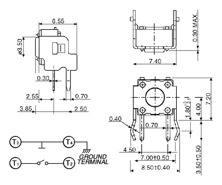 DTSA62N  Mini-Taster print stehend 1,6N