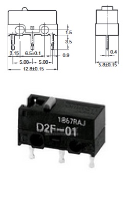 D2F  Mikroschalter 3A, 12,7mm St��l, Omron D2F