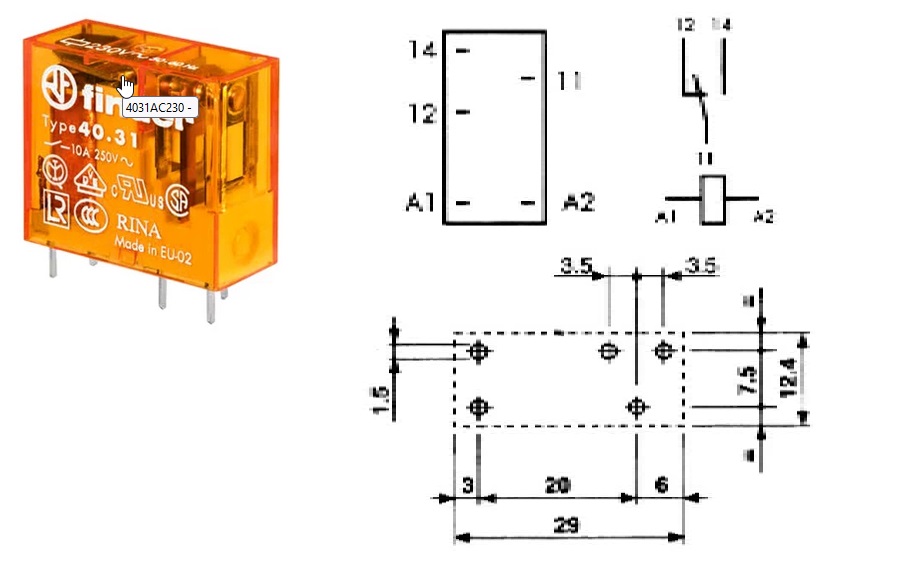 40.31.8 220V AC 1xUM 10A Finder Relais  28000R