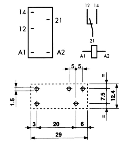 40.51.8 24V AC Finder Relais RM5,0