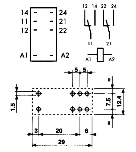 40.52.9 12V  DC 2xUM 8A Finder Relais