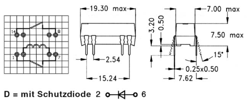 DIP 12-2A72-21D  2xSchlie�er +Diode  Reedrelais 12V  500R