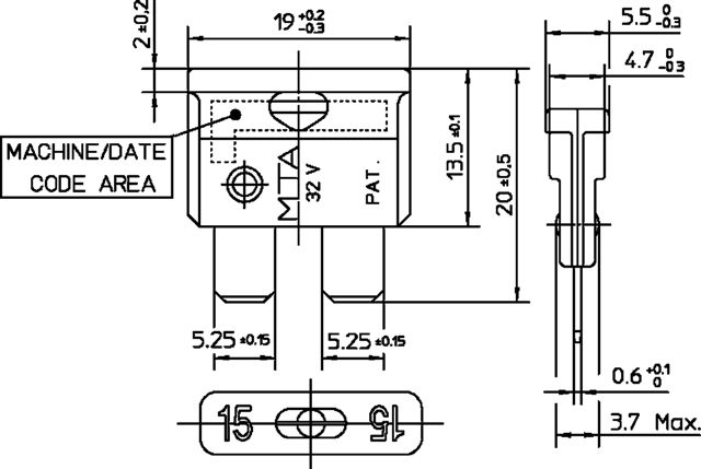 FKS 15 A  h.-blau  Si-Einsatz 15A 32V