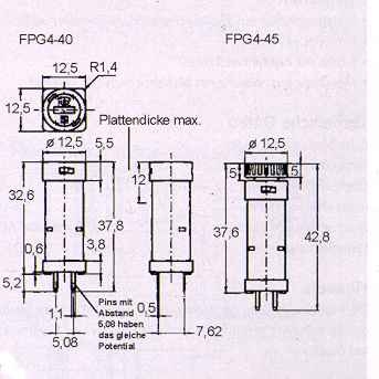 SI-HA FPG4-45 5x20 stehend, RM 7,62x5,08 (4Pin), mit Fingergrip