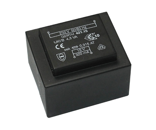 PT 4,5VA/2x15V  Printtrafo 4,5VA EI38 2x15V 2x150mA