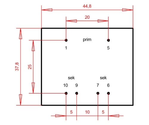 PT 4,5VA/2x12V  Printtrafo 4,5VA EI38 2x12V 2x187mA