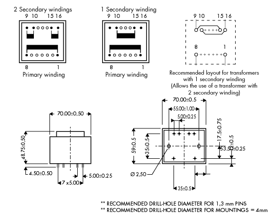 PT 30VA/2x12V  Printtrafo 30VA EI66 2x12V 2x1,25A
