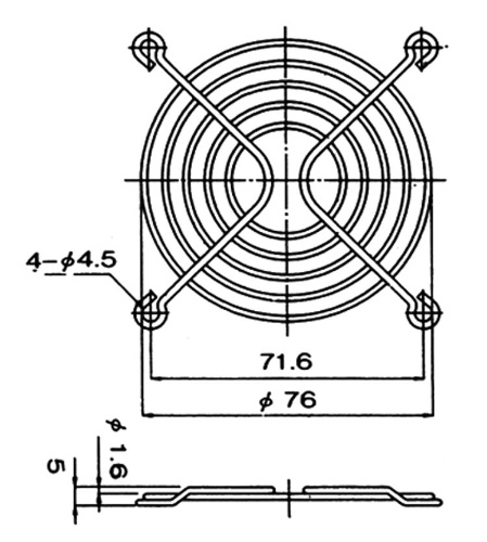 L�ftergitter f�r 80x80mm 5 Ringe