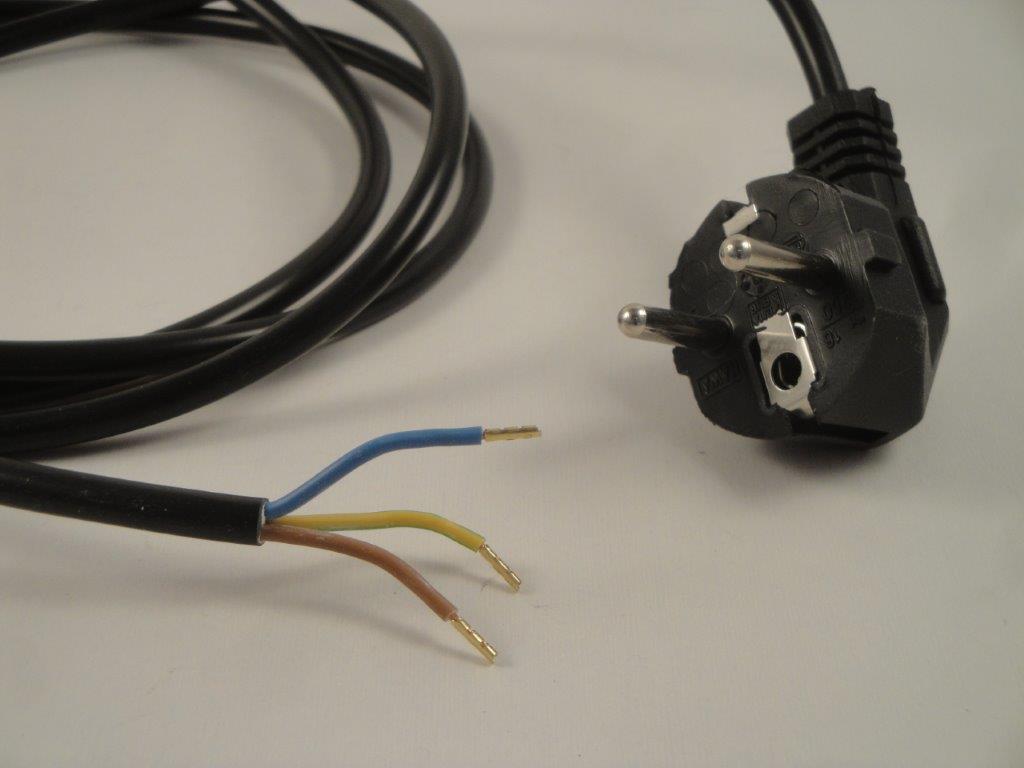 Schuko-Netzkabel 2m 3x0,75 schwarz, abgewinkelt
