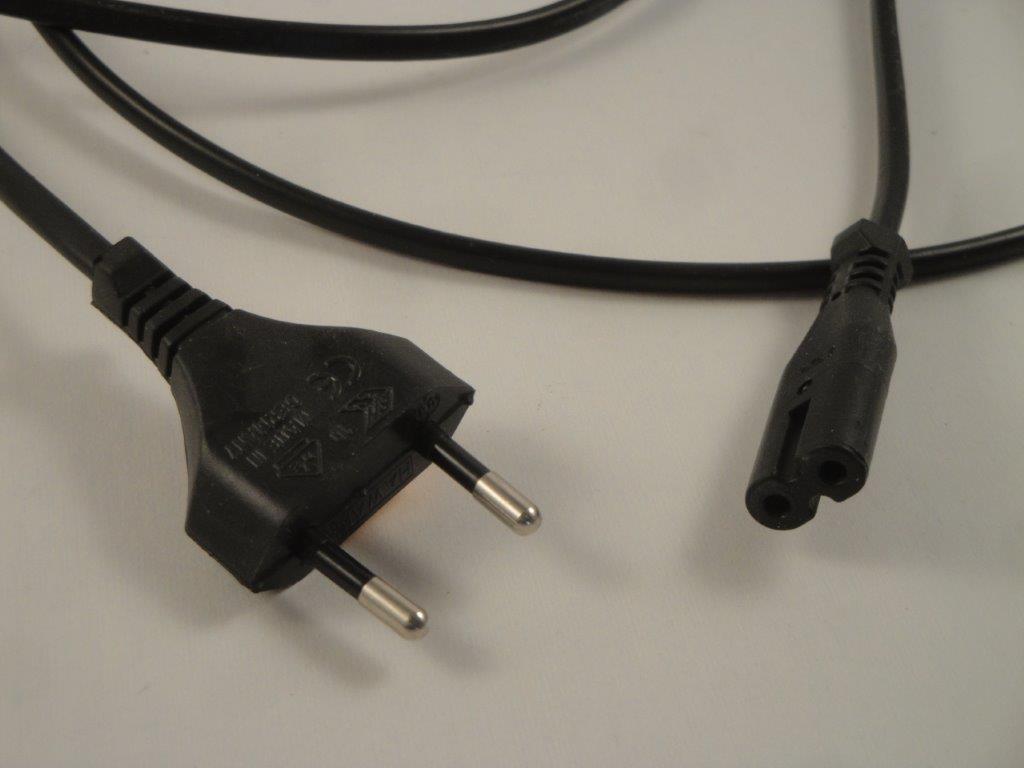 Euro-Netzkabel 8-Form-Kupplung 2x0,75 1,0m  schwarz