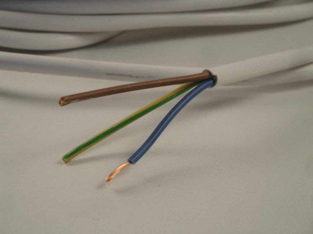 Netzkabel 3x0,75mm� wei� H03VV3X075WS, lose pro Meter