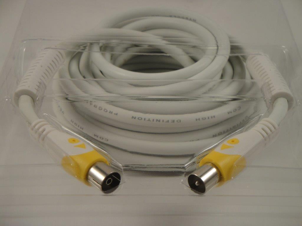 Antennenkabel Koax M-F wei� Ferrit 5,0m com HQ