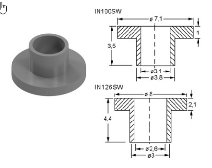 IB1 IN100  7,1-3,8/3,1-3,5/1mm  Isolierbuchsen f�r TO3+TOP3