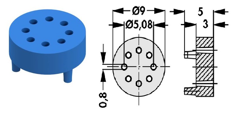 Montagescheibe MS58-5   TO5 - 10pol 9x3mm