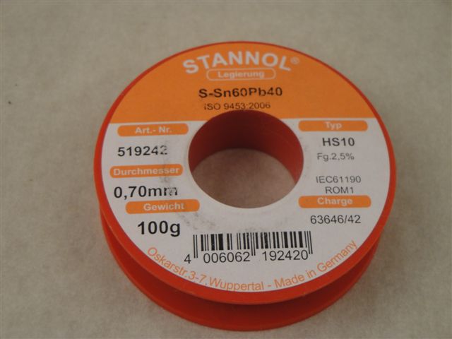 L�tzinn 0,7mm 100g, Stannol S-Sn60Pb40