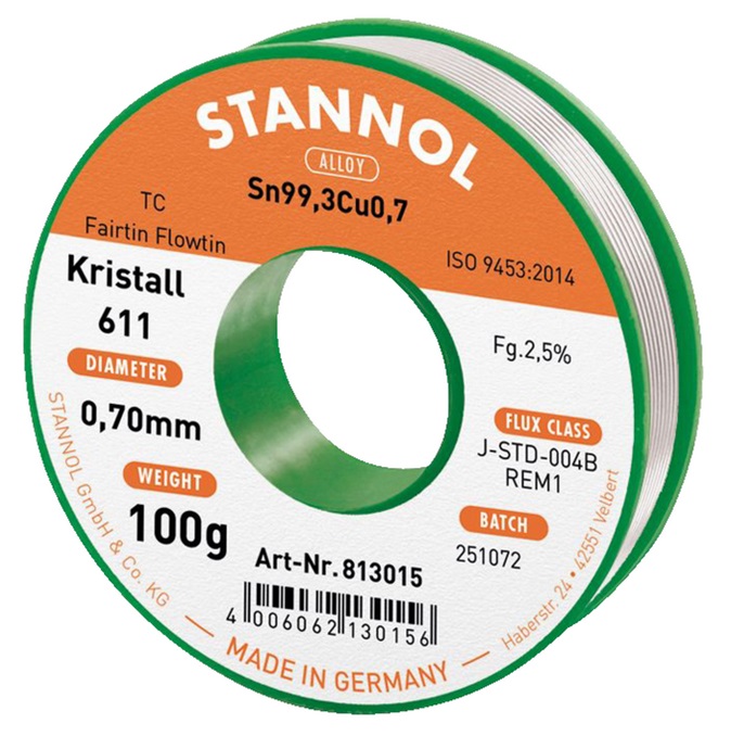 L�tzinn 0,7mm 100g, Stannol S-Sn99,3Cu0,7, REM1 2,5%