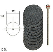 Trennscheiben mit Gewebe 22mm, 10 Stk. und 1 Stk. Tr�ger, Proxxo