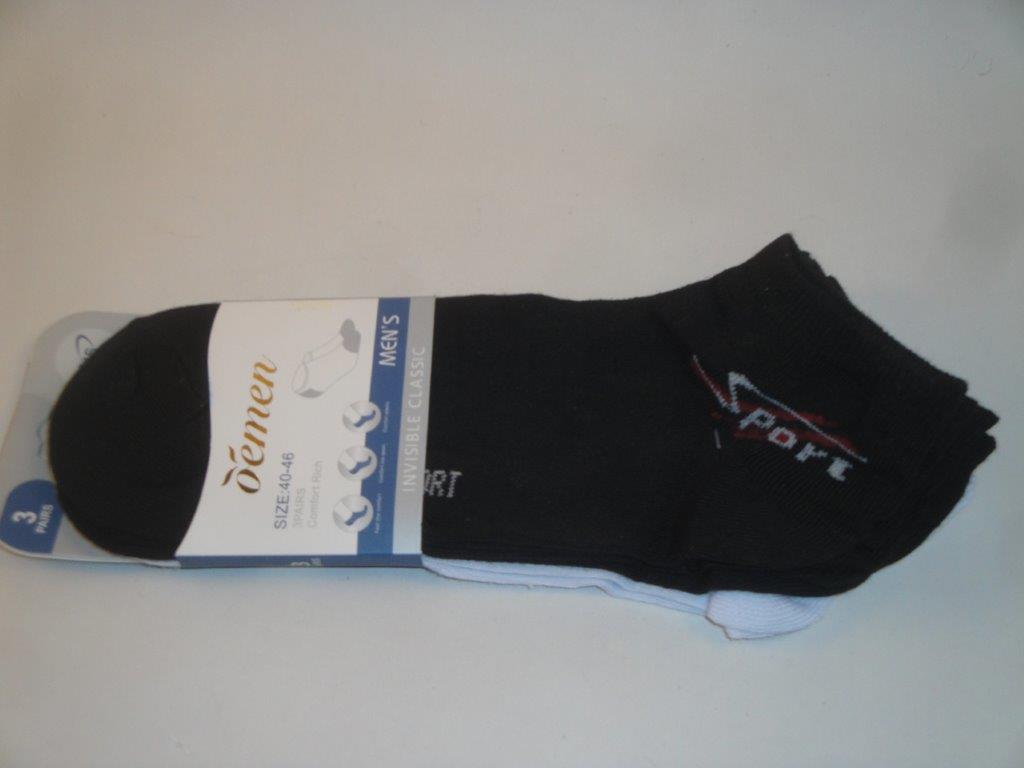 Herren Socken, oemen kurz D100, Gr��e 40-46, 3Paar, sw sw ws