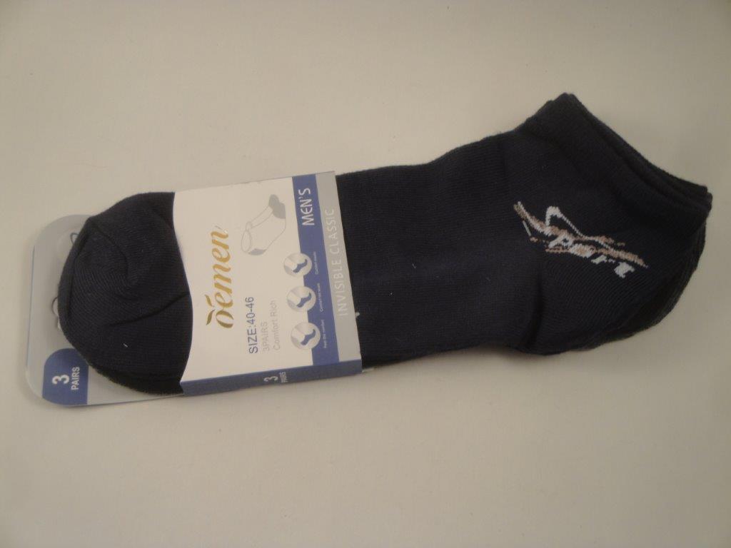 Herren Socken, oemen kurz D100, Gr��e 40-46, 3Paar, bl sw dg
