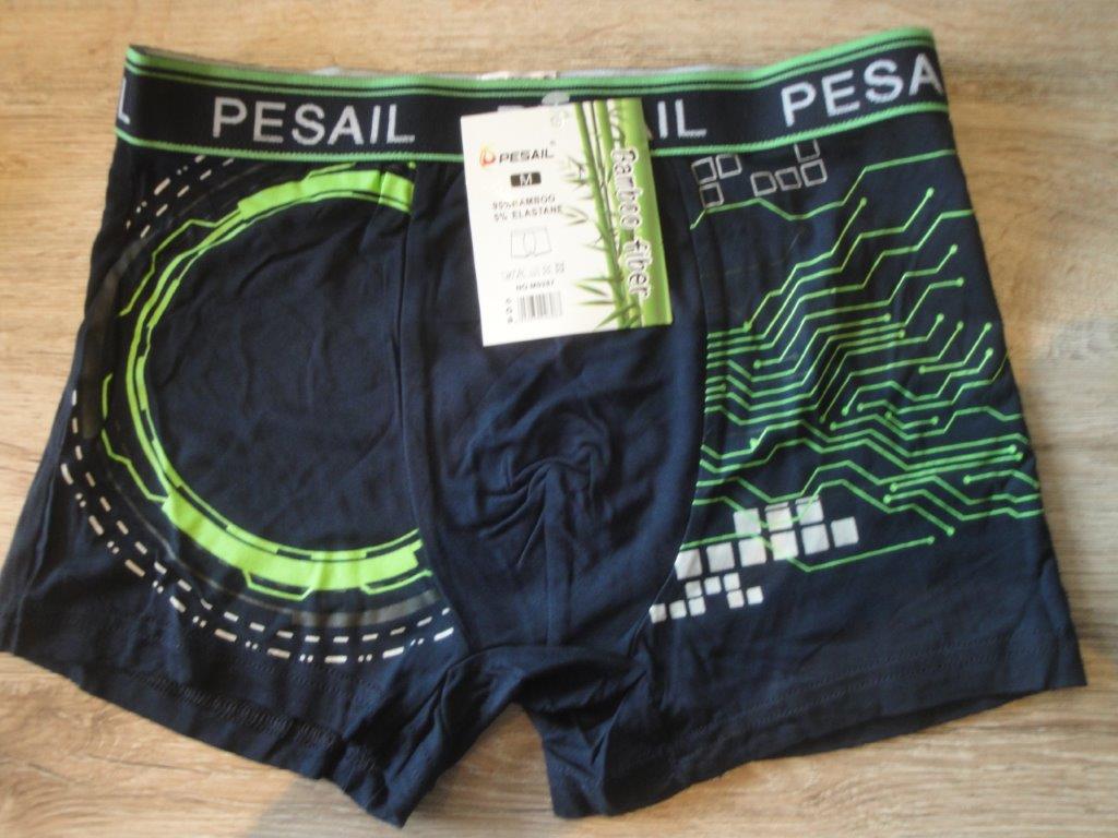 Herren Boxer, Bambus PESAIL M0287 blau/gr�n, Gr��e M