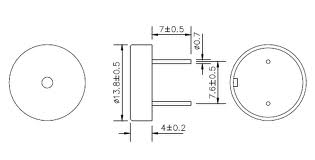 PE1250P  Piezo 1...5KHz/80dB  25Vac  �14mm RM7,6mm