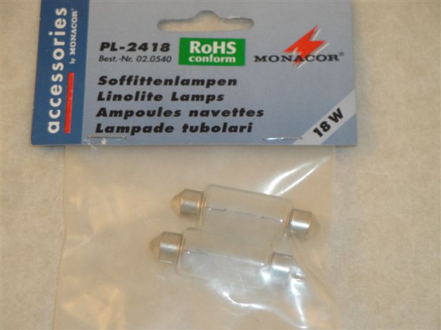 PL-2418 Soffittenlampe 14mm 24V 18Watt 2Stk, Monacor 020540