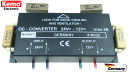 Spannungswandler 24 auf 12 V / 3 A, Kemo  M038