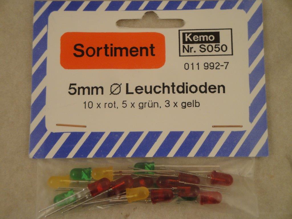 LEDs rot-gr�n-gelb � 5mm, ca. 18 St�ck, Kemo BS050