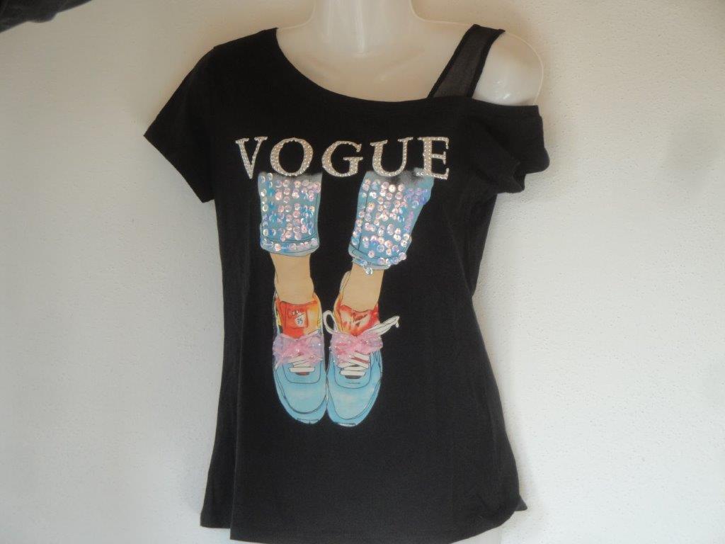 Damen T-Shirt, Gr��e L/XL, schwarz, Miss Kiss MS28311