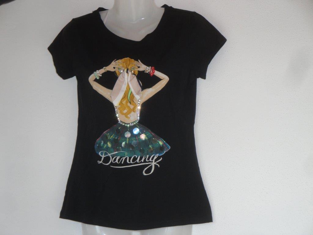 Damen T-Shirt, Gr��e L/XL, schwarz, Miss Kiss MS28358