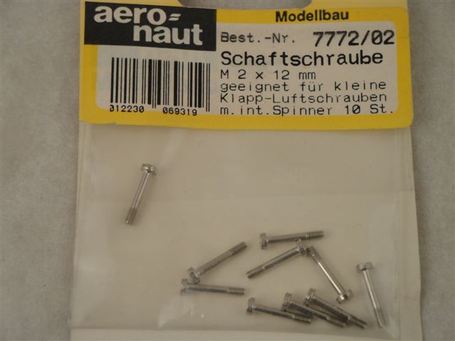 Zylinderschaftschrauben M2x12mm (10Stk.), aeronaut 7772/02