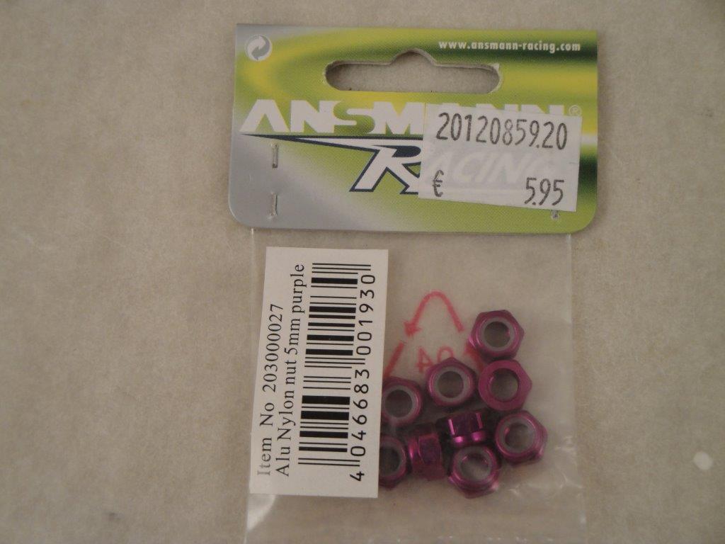 Stopmuttern M5, Alu lila, ohne Bund (10Stk.), Ansmann 203000027