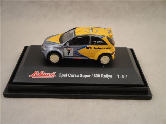 Opel Corsa Super 1600 Rally, gelb/silber 1:87 Schuco
