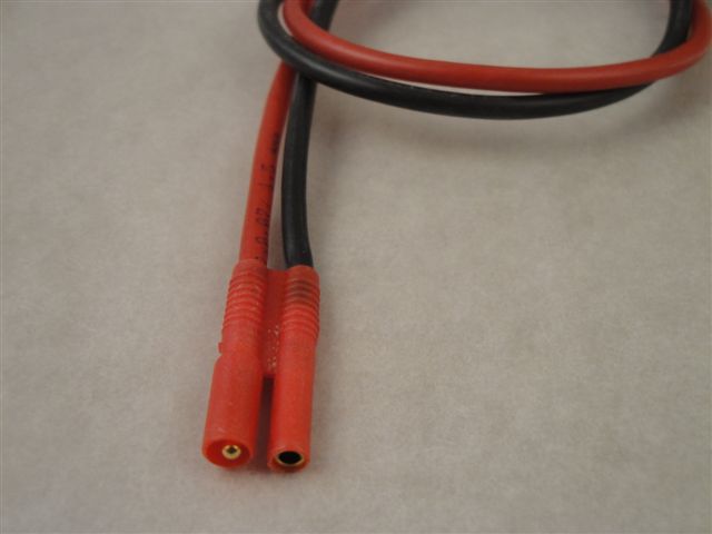 2mm Bu/St. vergoldet 1,5mm�  30cm Akkukabel