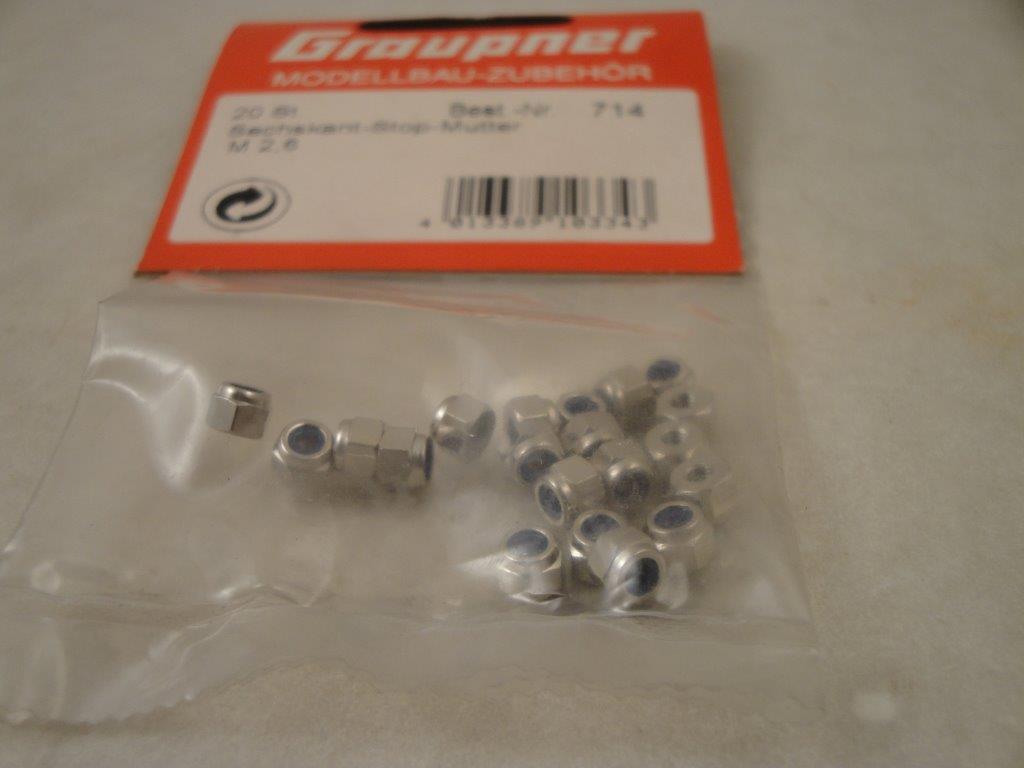 Stopmuttern M2,6 (20 Stk.),  Graupner 714