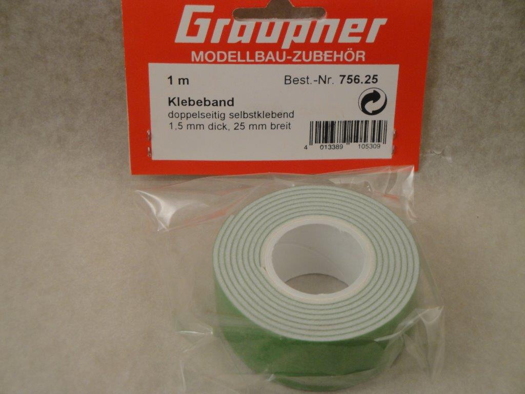 Doppelseitiges Klebeband 1,5x25mm,  Graupner 756.25