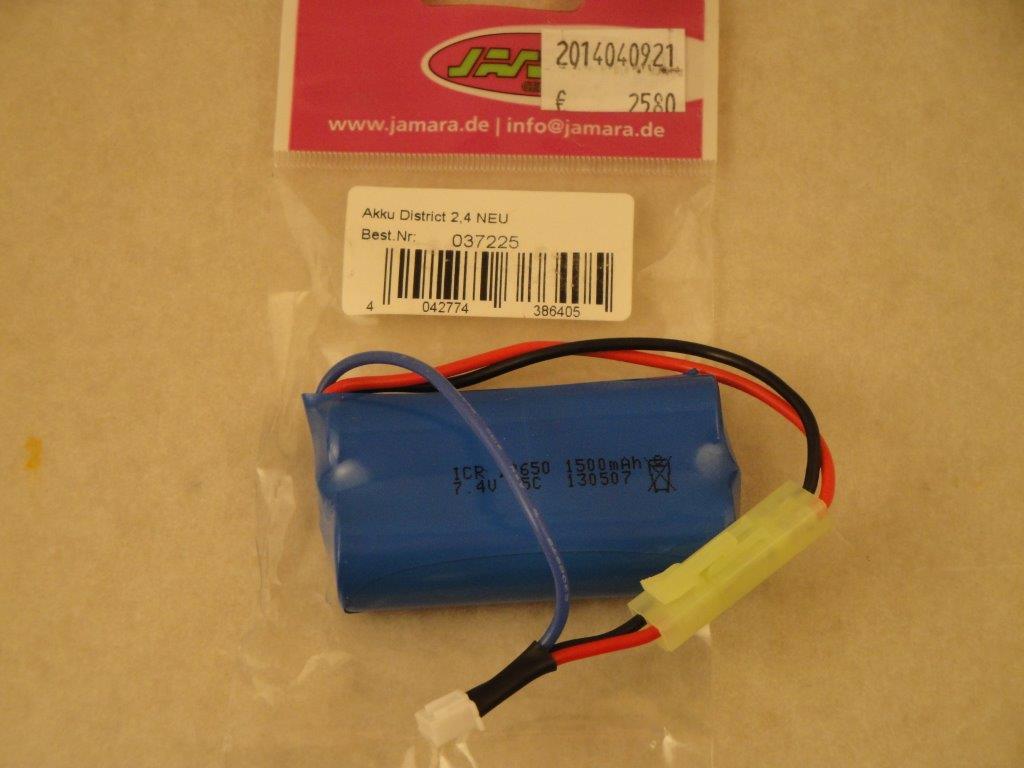 Li-Ion 2S 1500mA 7,4V 15C 18650, Jamara 037225