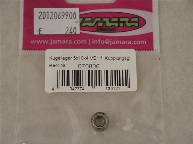 Kugellager 5x10x4mm für Kupplungsglocke (1 Stk.), Jamara 070806 Kugellager 5x10x4mm für Kupplungsglocke (1 Stk.), Jamara 070806